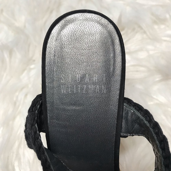 Stuart Weitzman Black SuedeTrimmed Crocheted Wedge - Picture 7 of 8